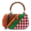 Calfskin Geometric Print Medium Bamboo 1947 Top Handle Bag Brown