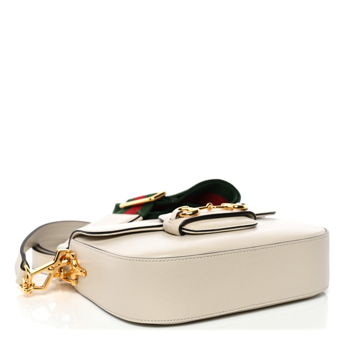 Azalea Calfskin Web Mini Horsebit 1955 Shoulder Bag Mystic White