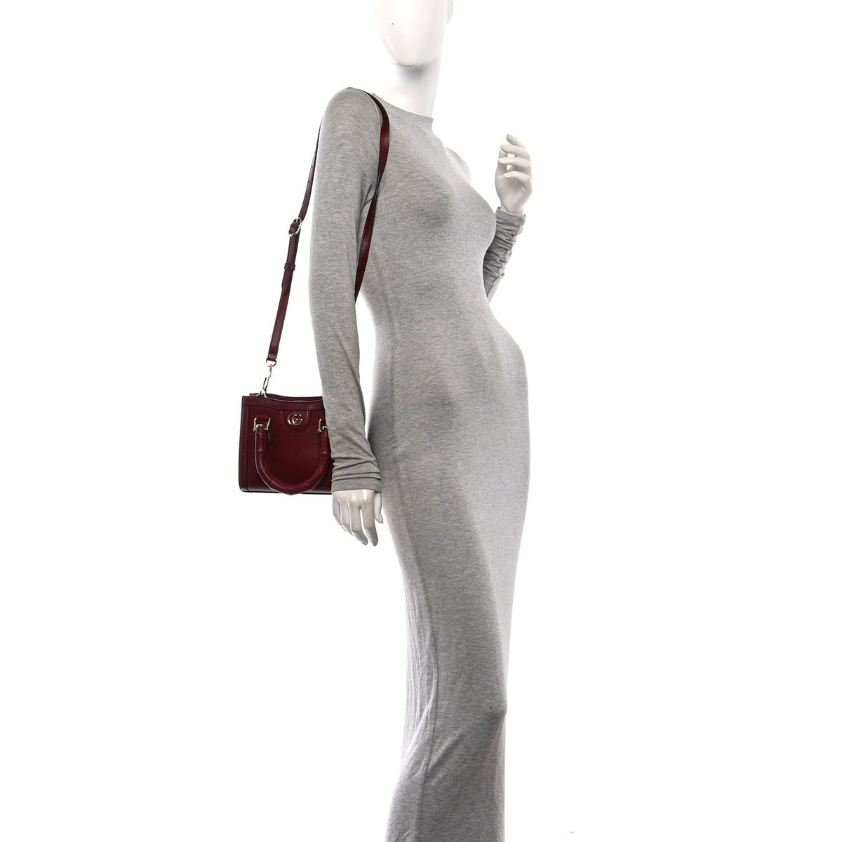 Sweetbread Calfskin Mini Diana Tote Bag Rosso Ancora