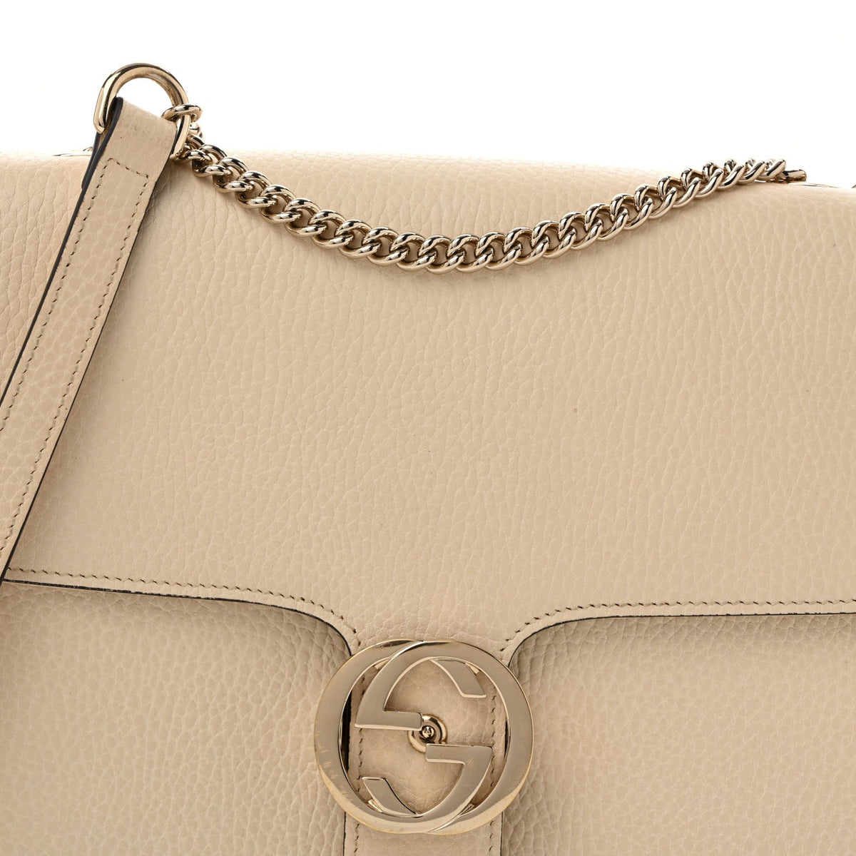 Dollar Calfskin Interlocking G Shoulder Bag Ivoire