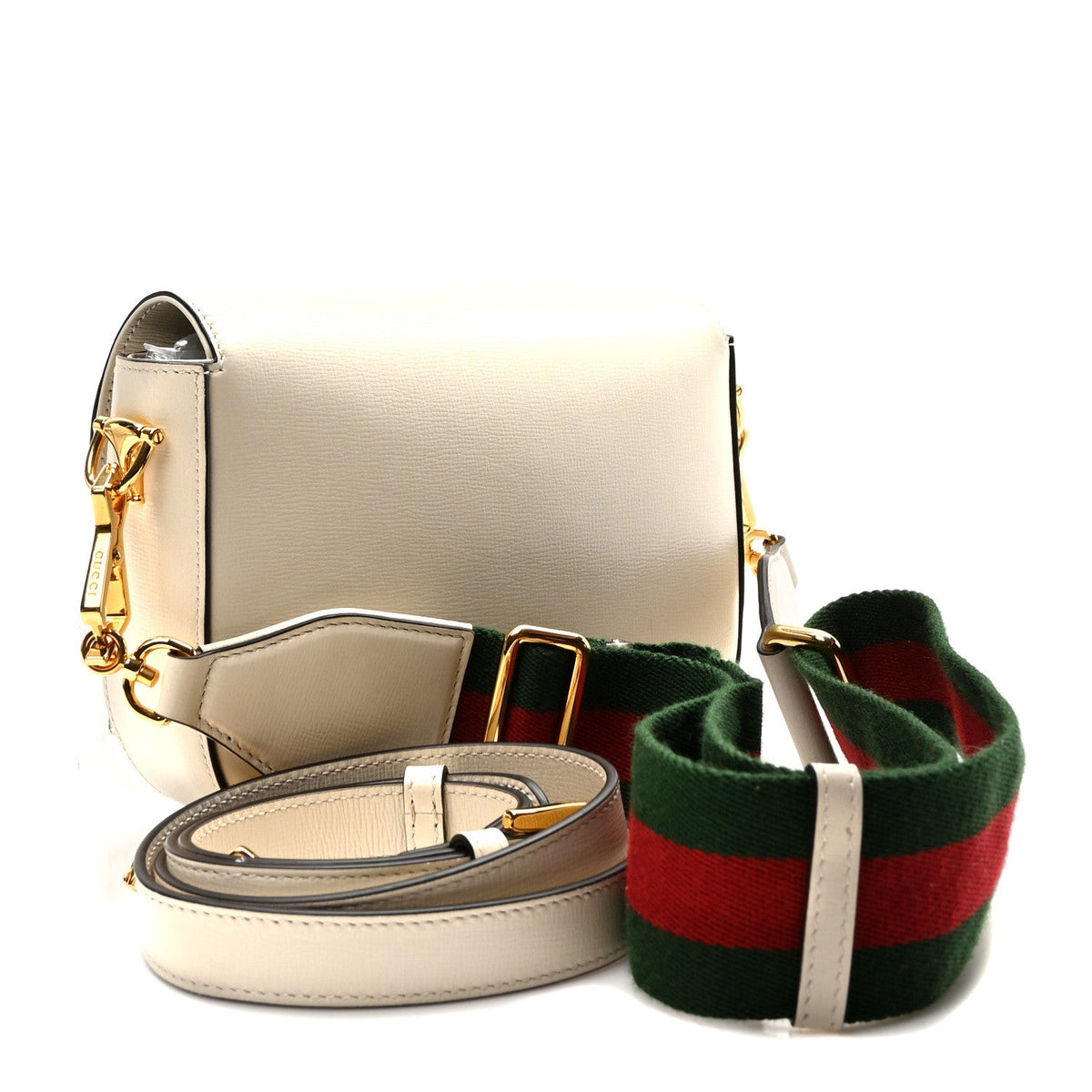 Azalea Calfskin Web Mini Horsebit 1955 Shoulder Bag Mystic White