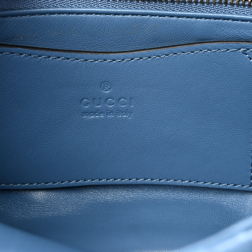 Lambskin Embossed Mini GG Milano Top Handle Shoulder Bag Blue