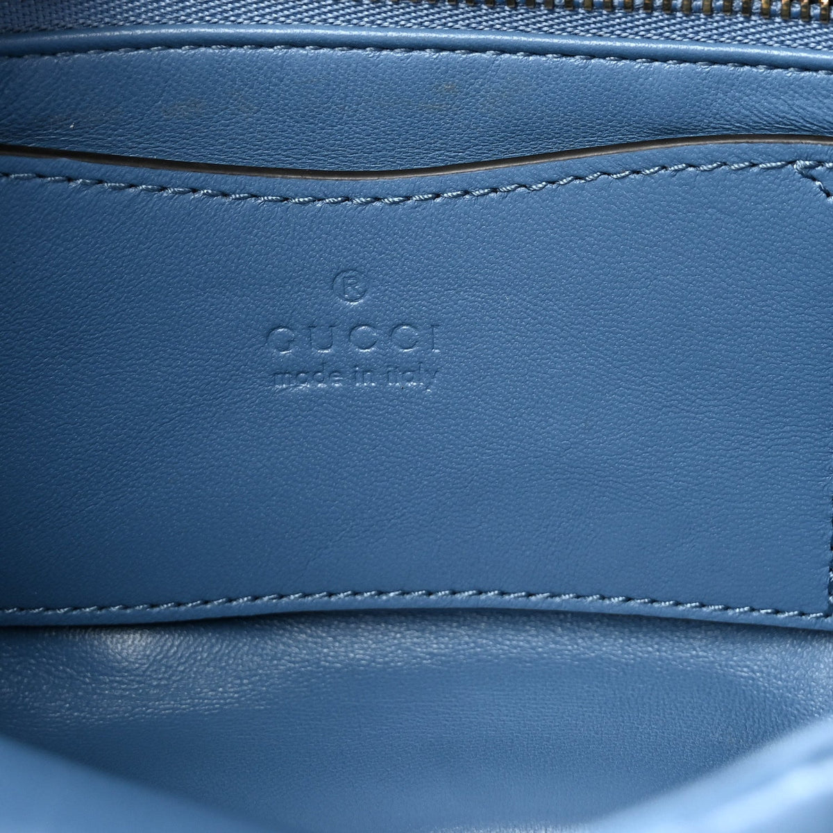 Lambskin Embossed Mini GG Milano Top Handle Shoulder Bag Blue