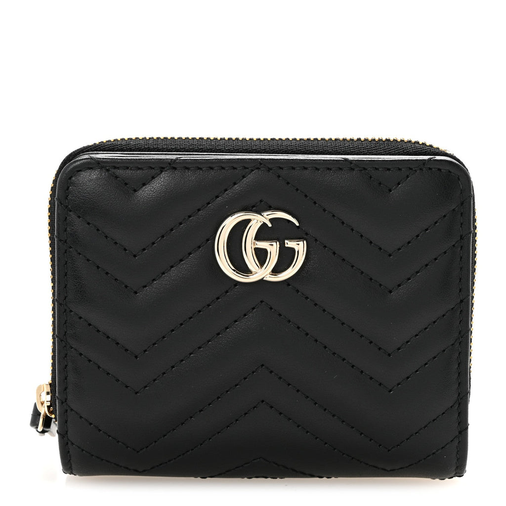 Calfskin Matelasse GG Marmont Compact Wallet Black