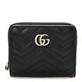 Calfskin Matelasse GG Marmont Compact Wallet Black