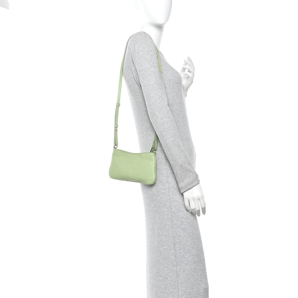 GG Grainy Calfskin Emblem Super Mini Shoulder Bag Sage Leaf
