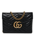 Calfskin Matelasse GG Marmont Chain Wallet Black