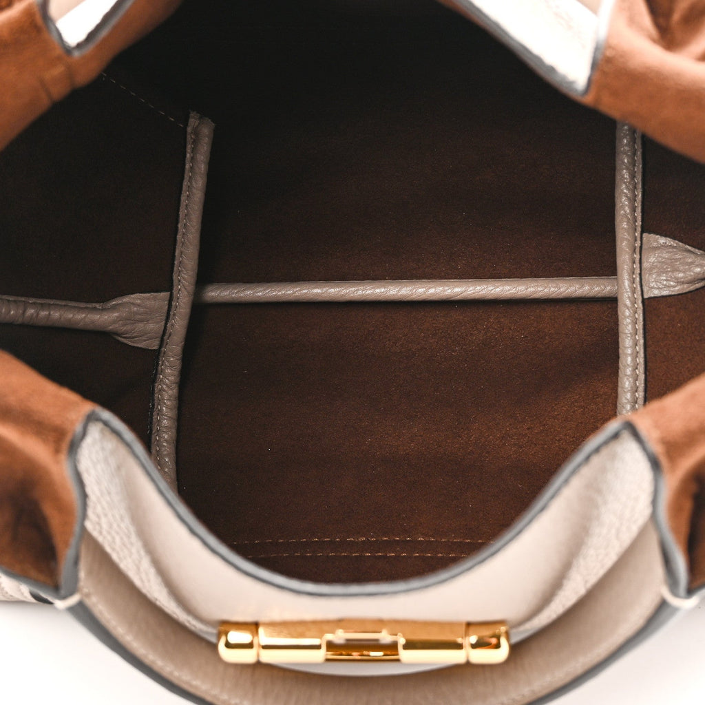 Grained Calfskin Softbit Medium Shoulder Bag Taupe Taupe