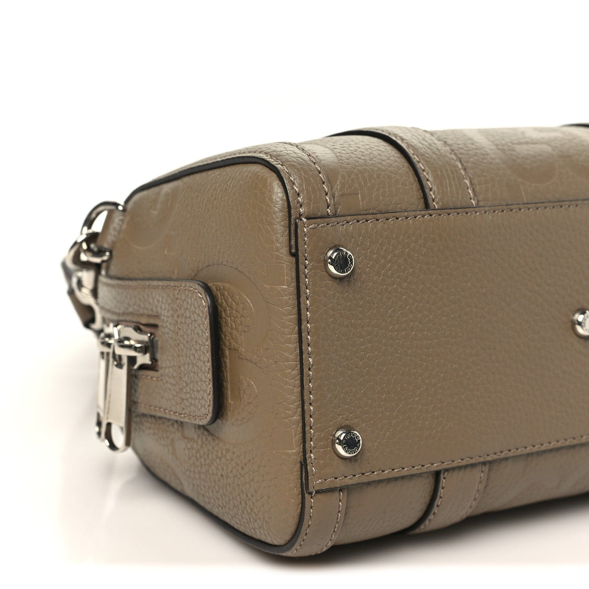 Piuma Calfskin Jumbo GG Embossed Mini Duffle Bag Good Taupe