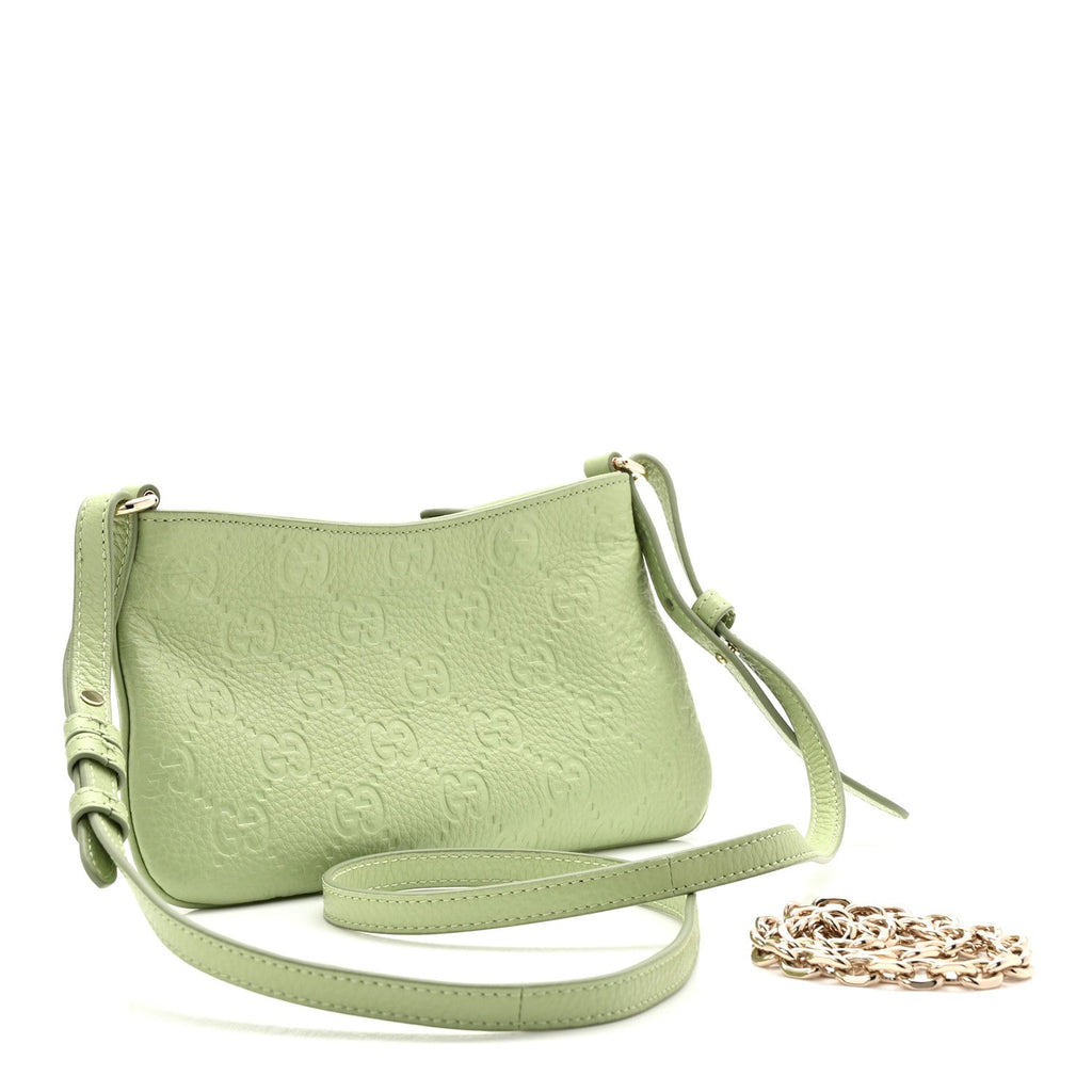 GG Grainy Calfskin Emblem Super Mini Shoulder Bag Sage Leaf
