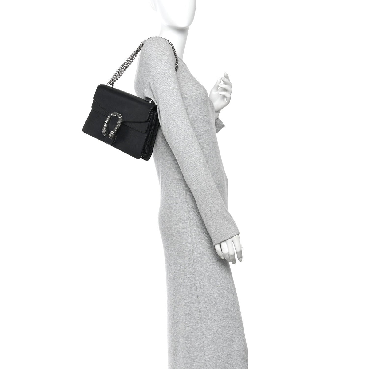 Pebbled Calfskin Small Dionysus Shoulder Bag Black