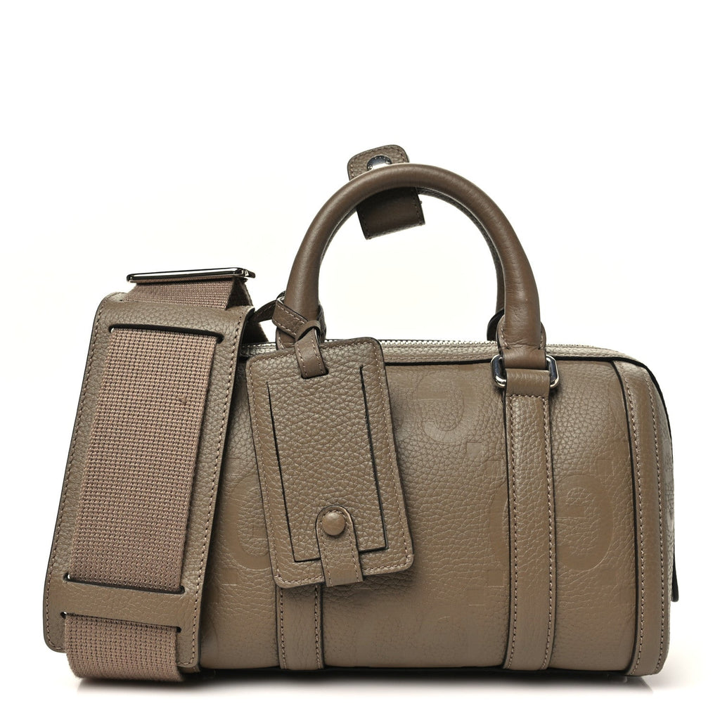 Piuma Calfskin Jumbo GG Embossed Mini Duffle Bag Good Taupe