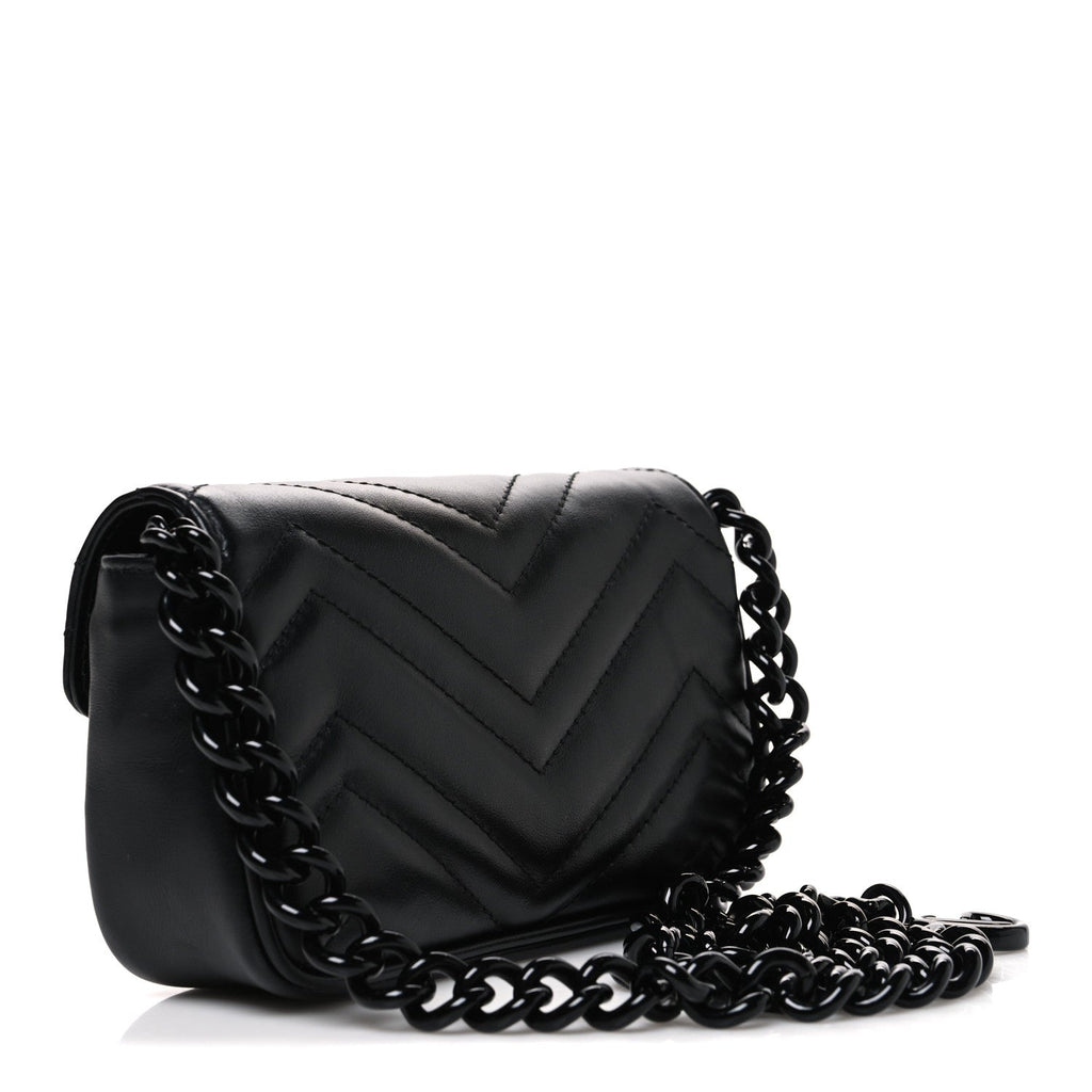 Calfskin Matelasse Monochrome GG Marmont Chain Belt Bag Black
