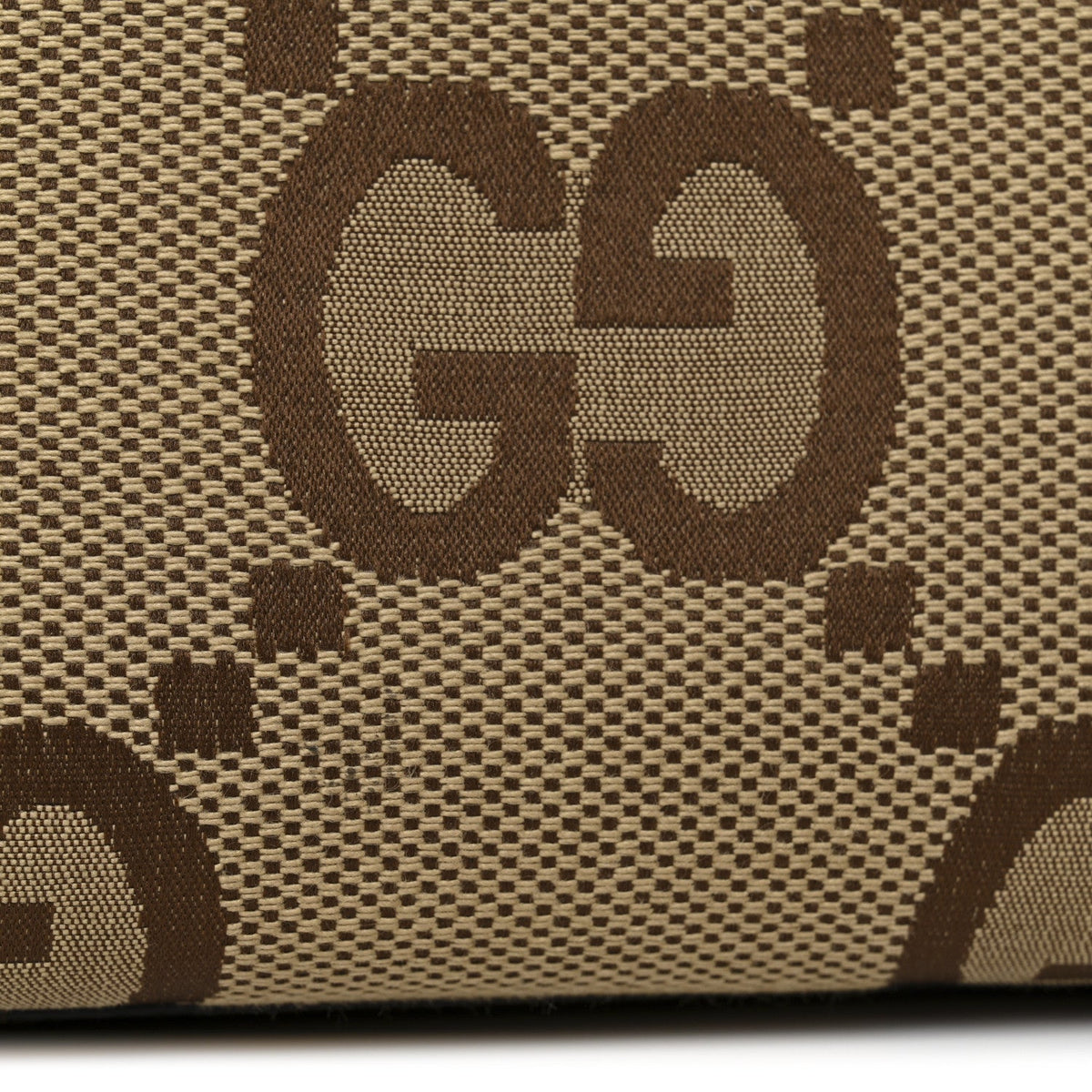 Monogram Jumbo GG Textured Dollar Calfskin Web Small Tote Bag Camel Ebony New Acero