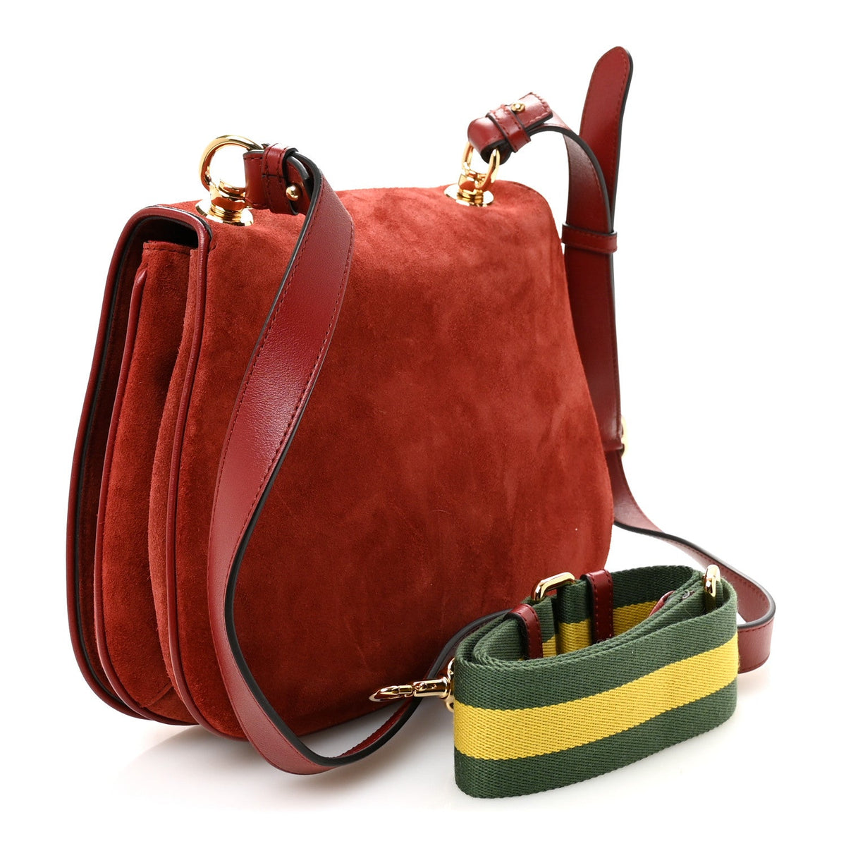 Suede Talco Roxy Calfskin Web Medium Blondie Shoulder Flap Bag Blondie Red
