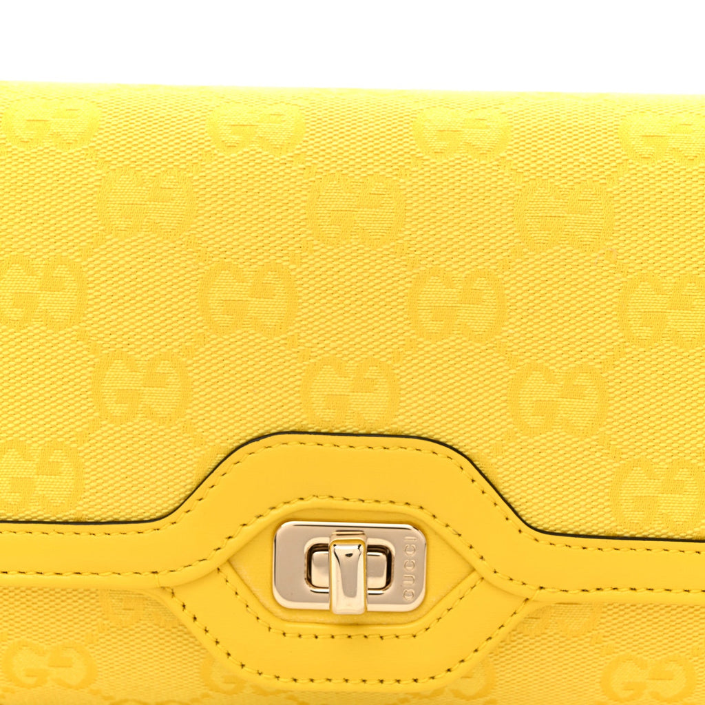 GG Monogram Textured Dollar Calfskin Small Luce Shoulder Bag Yellow