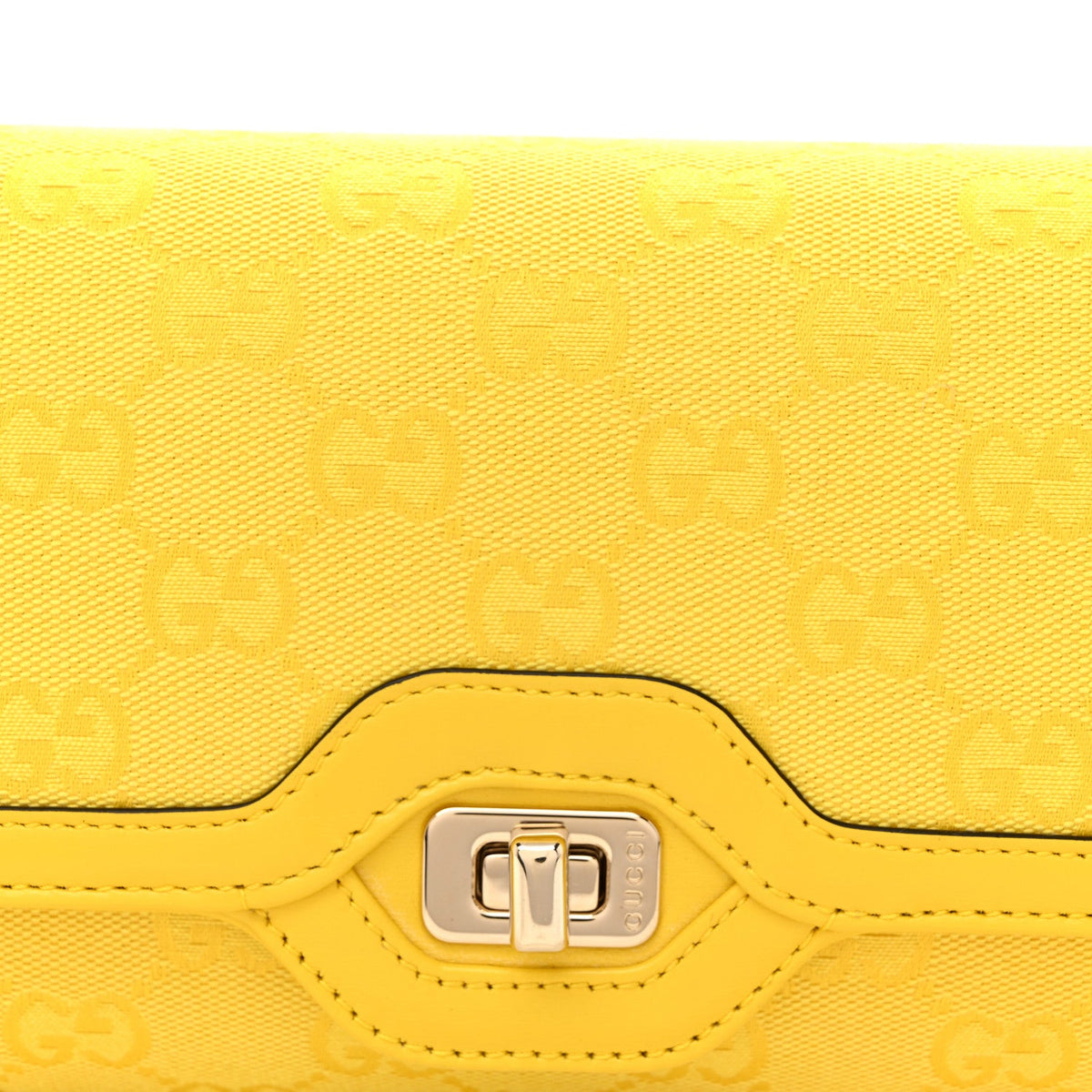 GG Monogram Textured Dollar Calfskin Small Luce Shoulder Bag Yellow