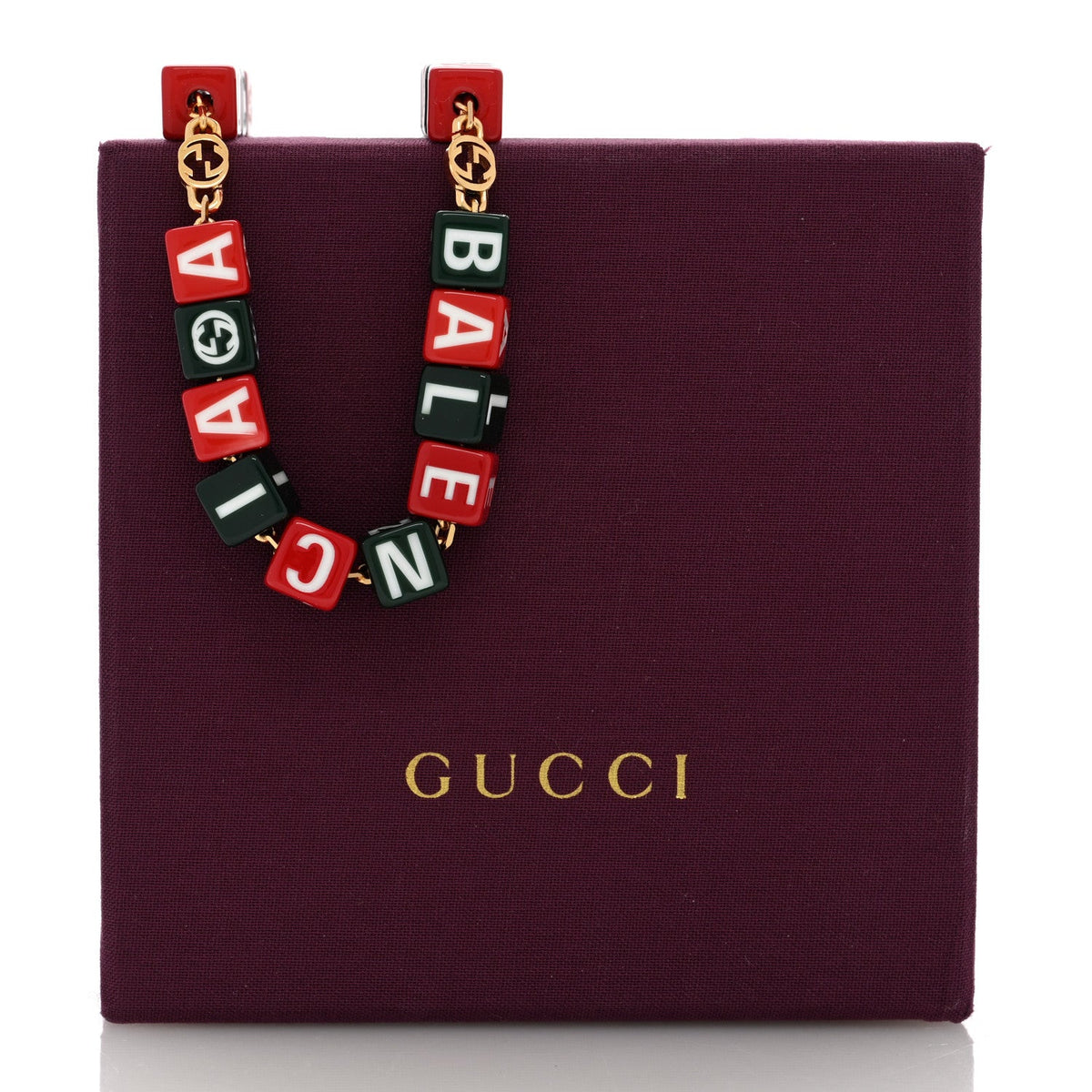 X BALENCIAGA Resin Symbols Necklace Green Red