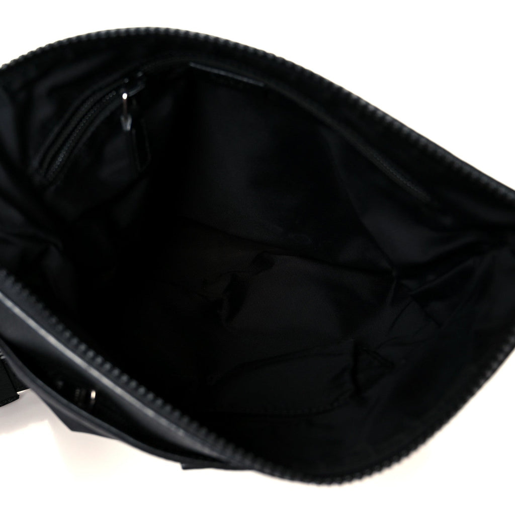 Nylon Monogram Dollar Calfskin Flat Messenger Bag Black