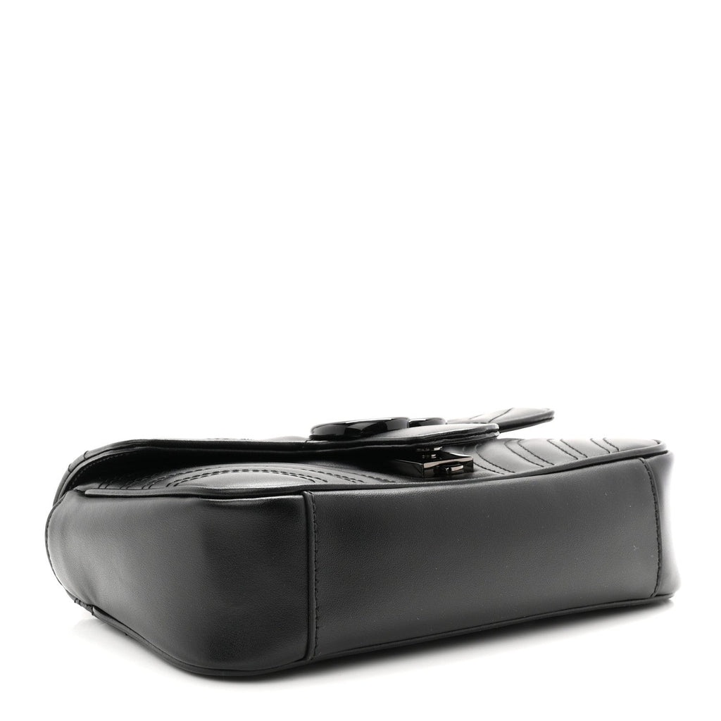 Calfskin Matelasse Monochrome Mini GG Marmont Shoulder Bag Black