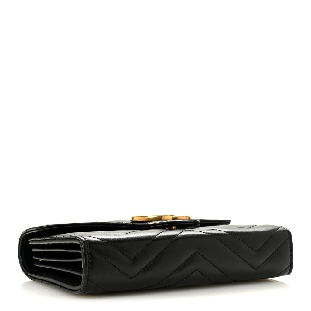 Calfskin Matelasse GG Marmont Chain Wallet Black