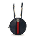 Textured Calfskin Web Mini Ophidia Round Backpack Blue Agata