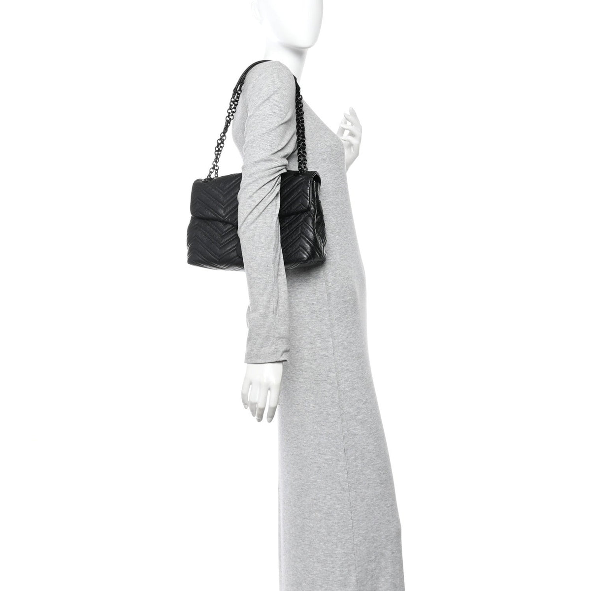 Soft Calfskin Matelasse Medium GG Marmont Shoulder Bag Black