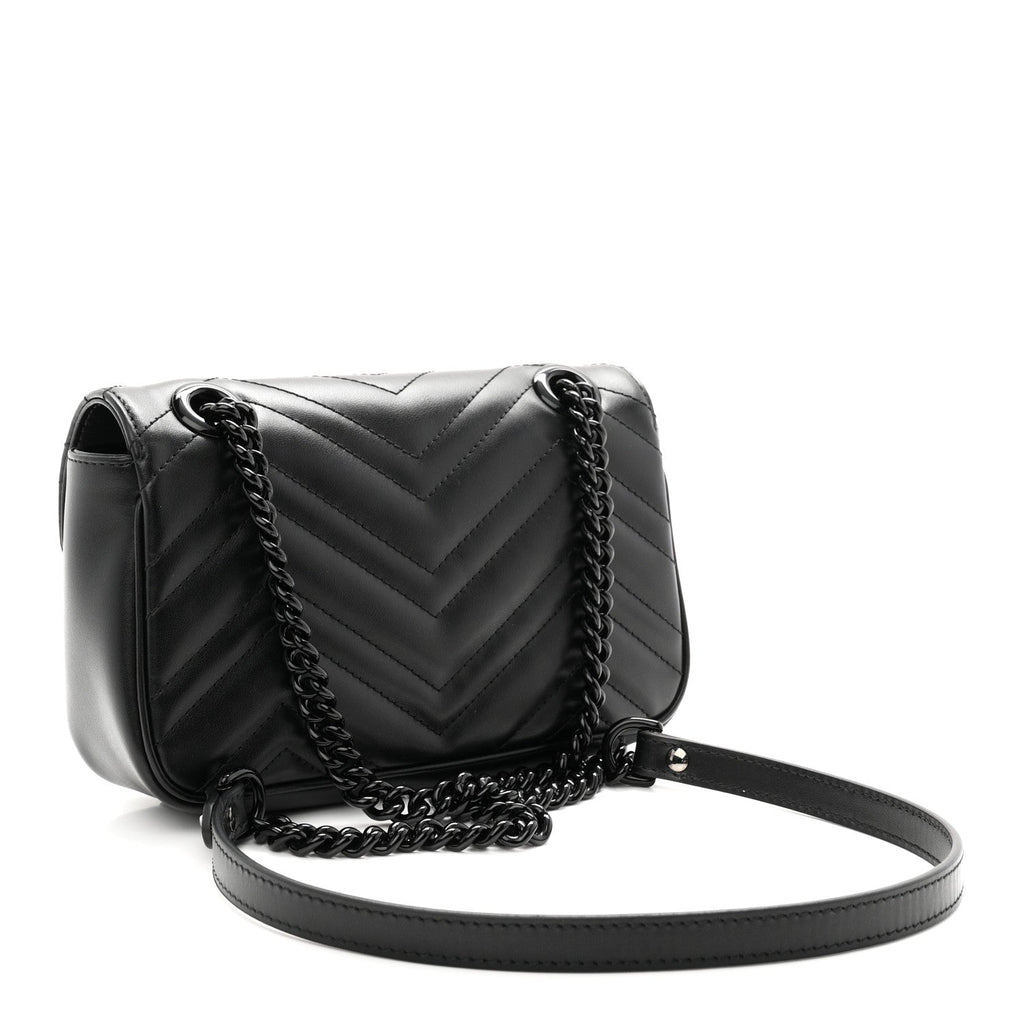Calfskin Matelasse Monochrome Mini GG Marmont Shoulder Bag Black