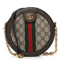 GG Supreme Monogram Web Mini Ophidia Round Shoulder Bag Brown