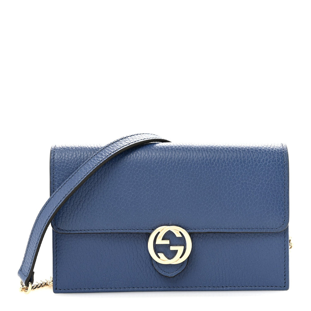 Dollar Calfskin Interlocking G Chain Wallet Caspian