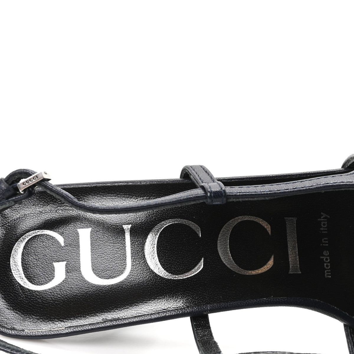 GG Monogram Malaga Kid Crystal Square G 75mm Slingback Pumps 36.5 Beige Blue