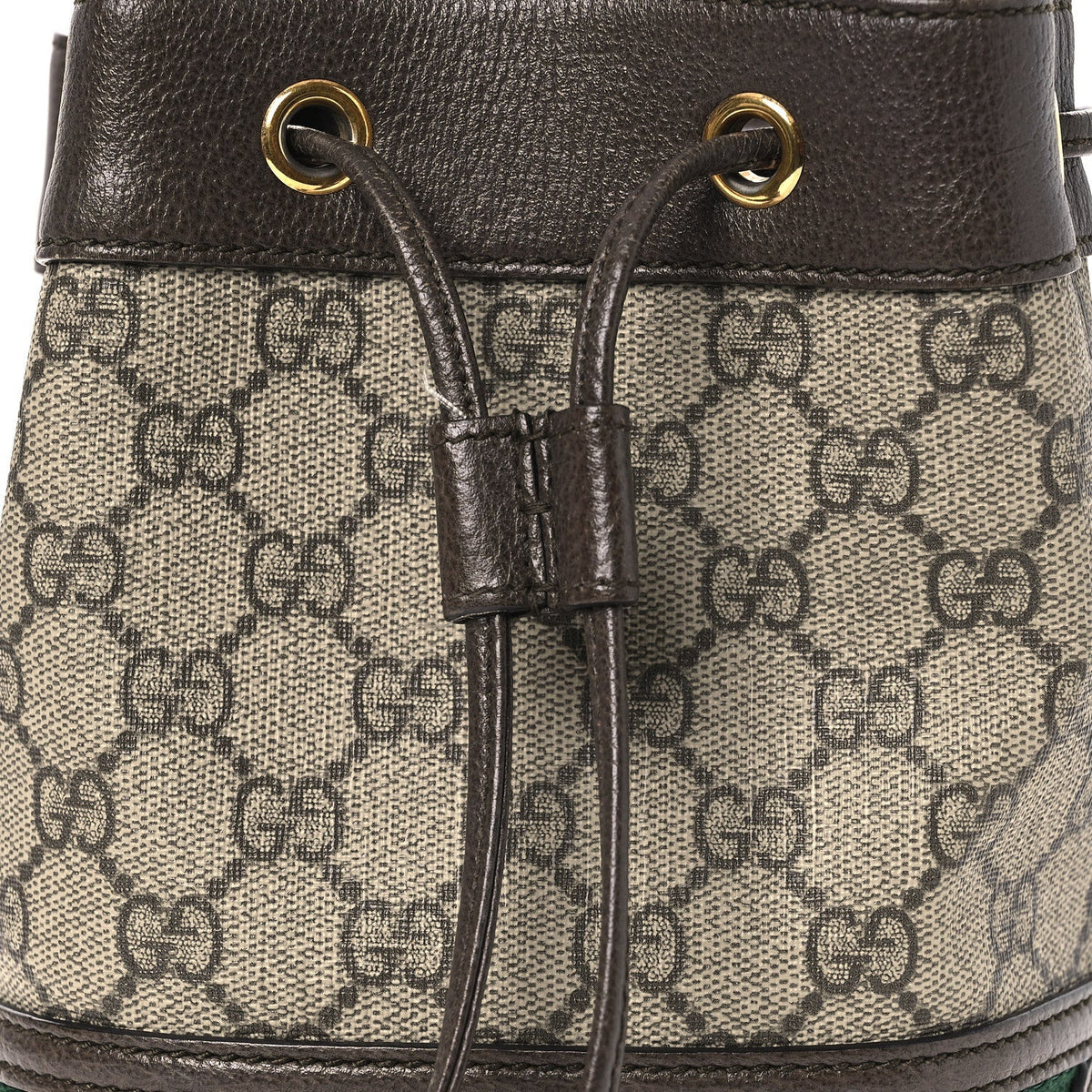 GG Supreme Monogram Web Mini Ophidia Bucket Bag Brown