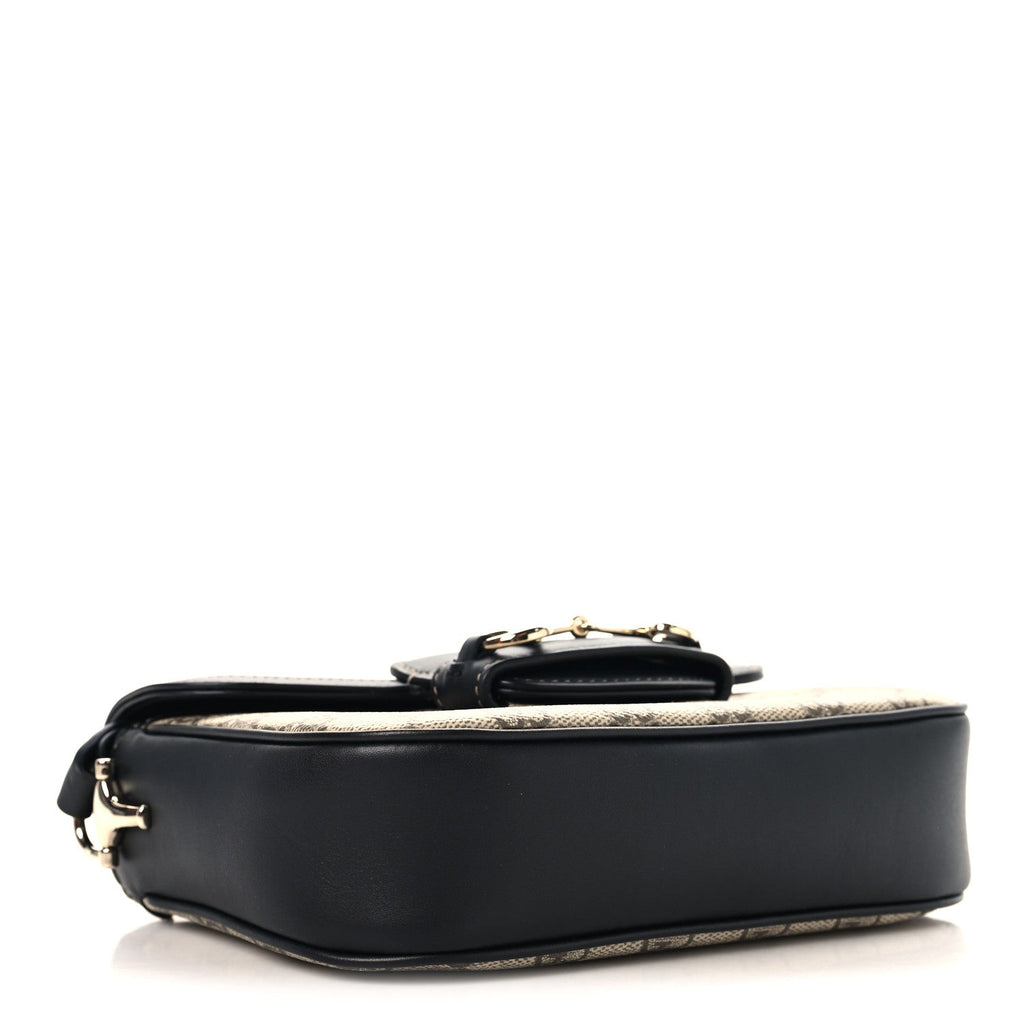 GG Supreme Monogram Horsebit 1955 Soft Small Shoulder Bag Beige Black
