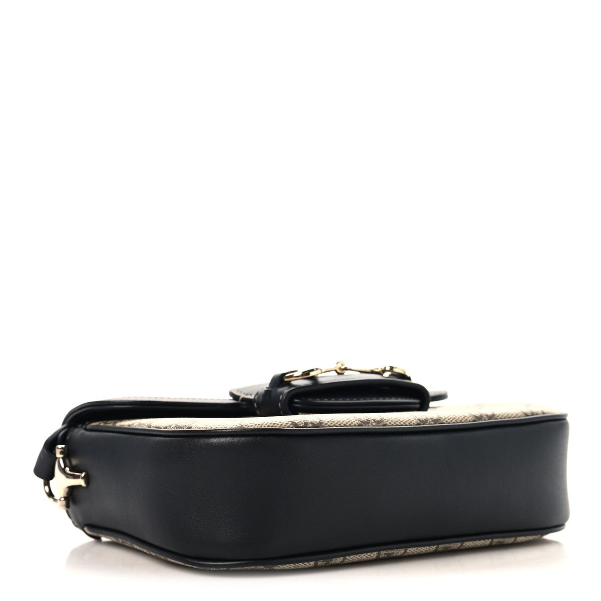 GG Supreme Monogram Horsebit 1955 Soft Small Shoulder Bag Beige Black