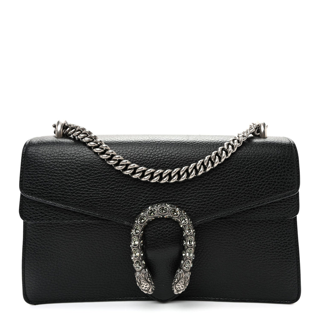 Pebbled Calfskin Small Dionysus Shoulder Bag Black