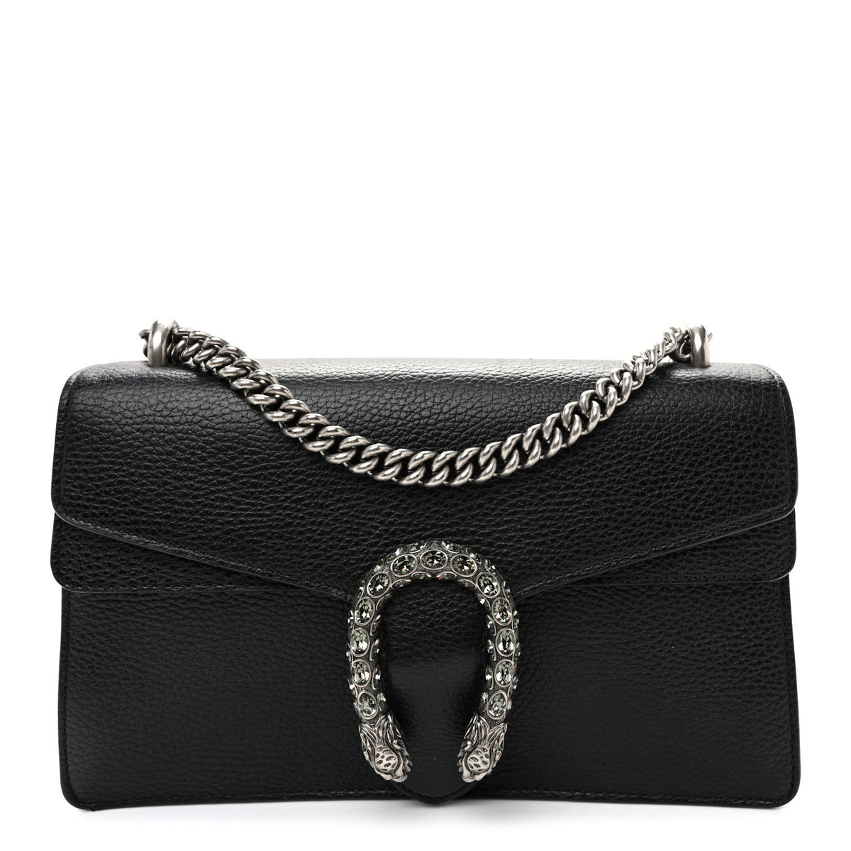 Pebbled Calfskin Small Dionysus Shoulder Bag Black
