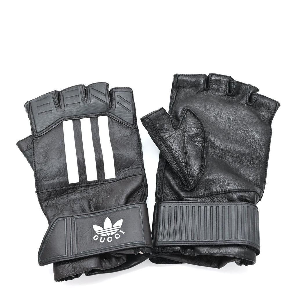 X ADIDAS Nappa Fingerless Short Gloves 8.5 S Black