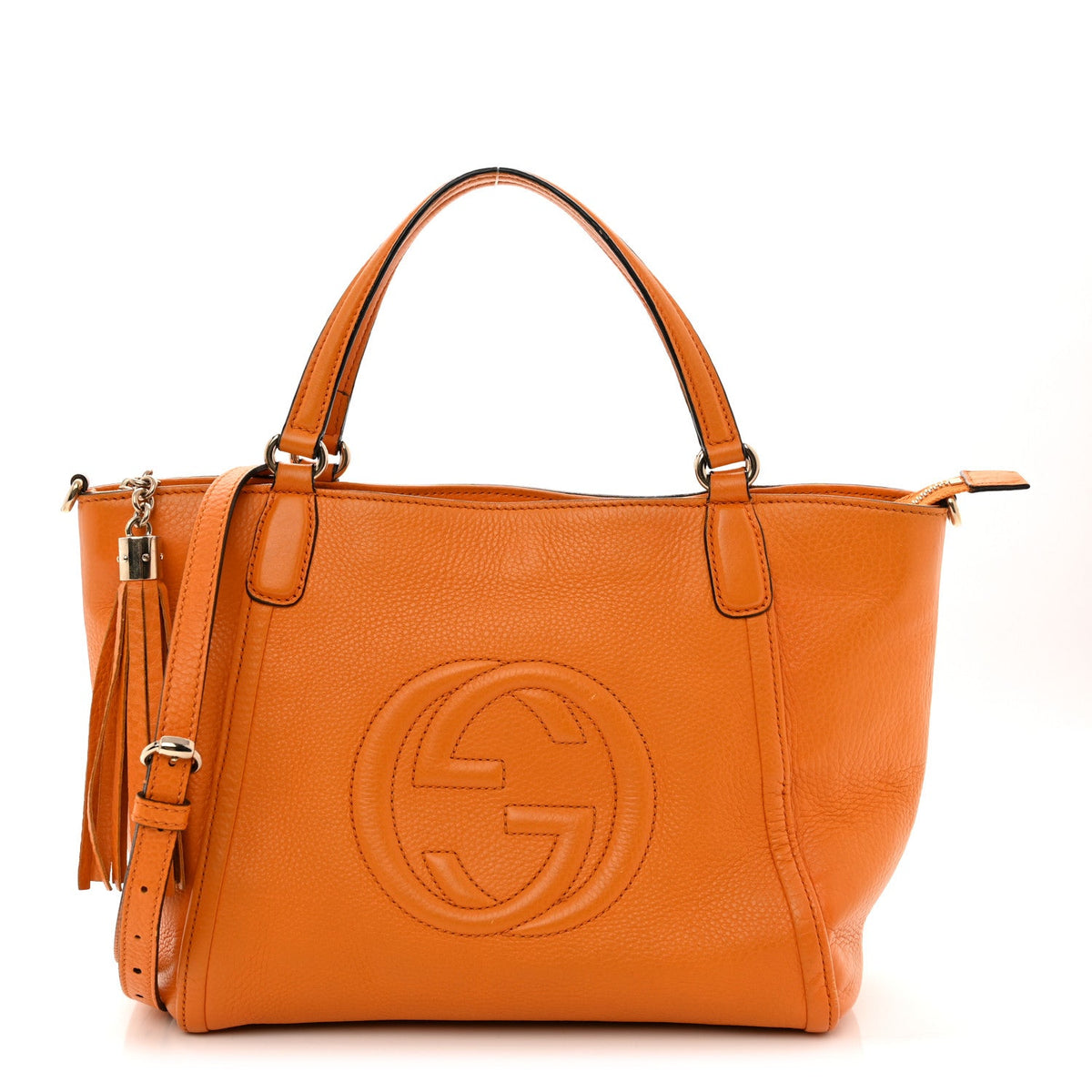 Pebbled Calfskin Small Soho Top Handle Bag Curcuma