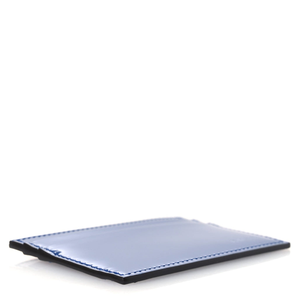 Calfskin Lux Man Card Case Metal Blue
