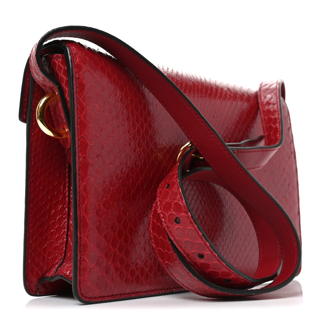 Snakeskin Small Torchon GG Ring Shoulder Bag Red
