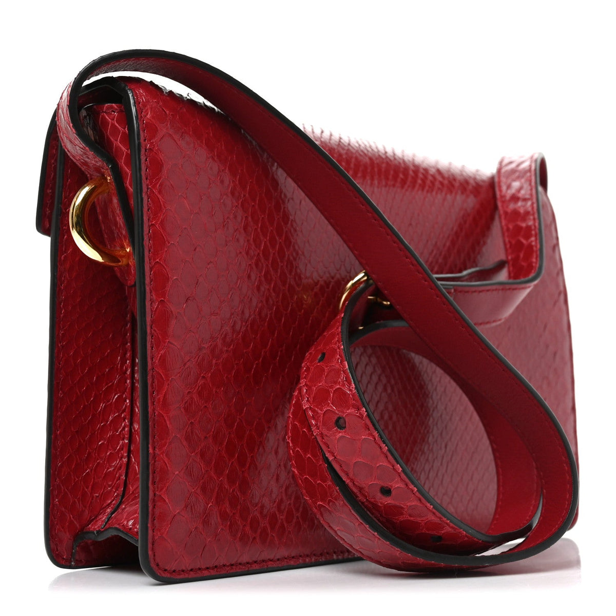 Snakeskin Small Torchon GG Ring Shoulder Bag Red