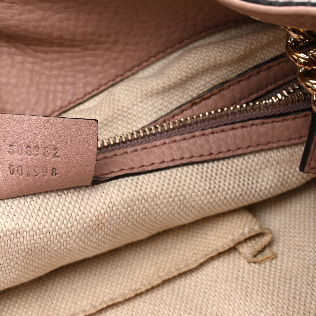 Pebbled Calfskin Medium Soho Chain Shoulder Bag Antique Rose