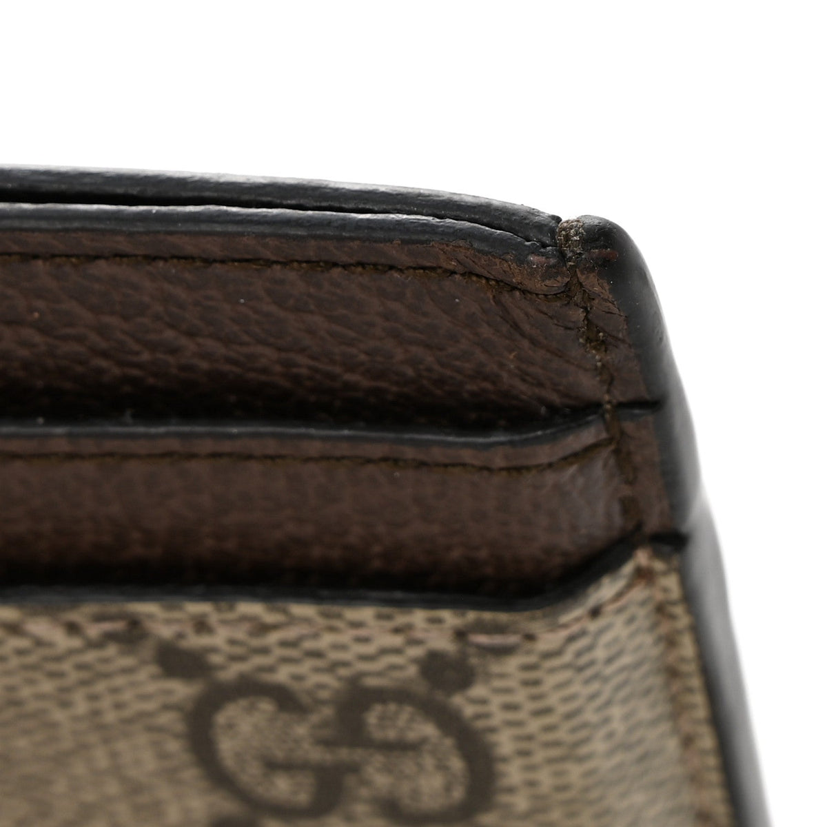 GG Supreme Monogram Textured Dollar Calfskin Ophidia Card Holder Beige Ebony New Acero