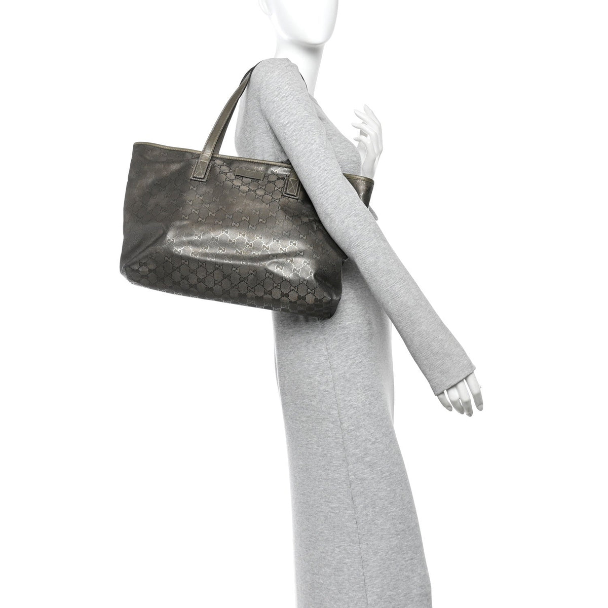 Imprime Monogram Medium Zippered Shopping Tote Pewter