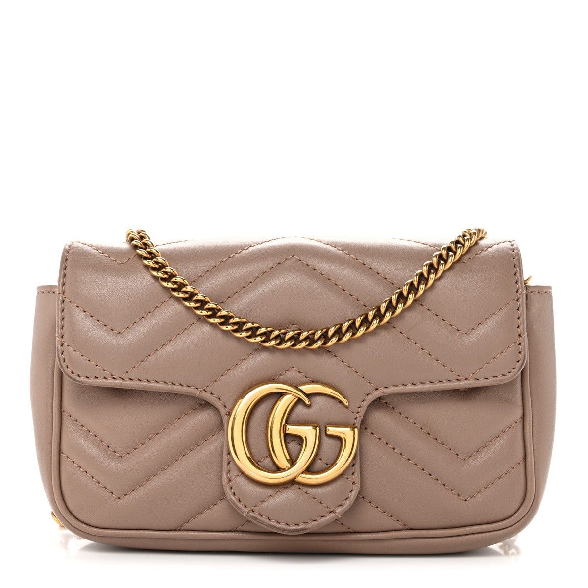 Calfskin Matelasse Super Mini GG Marmont Shoulder Bag Porcelain Rose