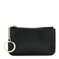 Patent Calfskin Bamboo Key Pouch Black