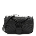 Calfskin Matelasse Monochrome Mini GG Marmont Shoulder Bag Black
