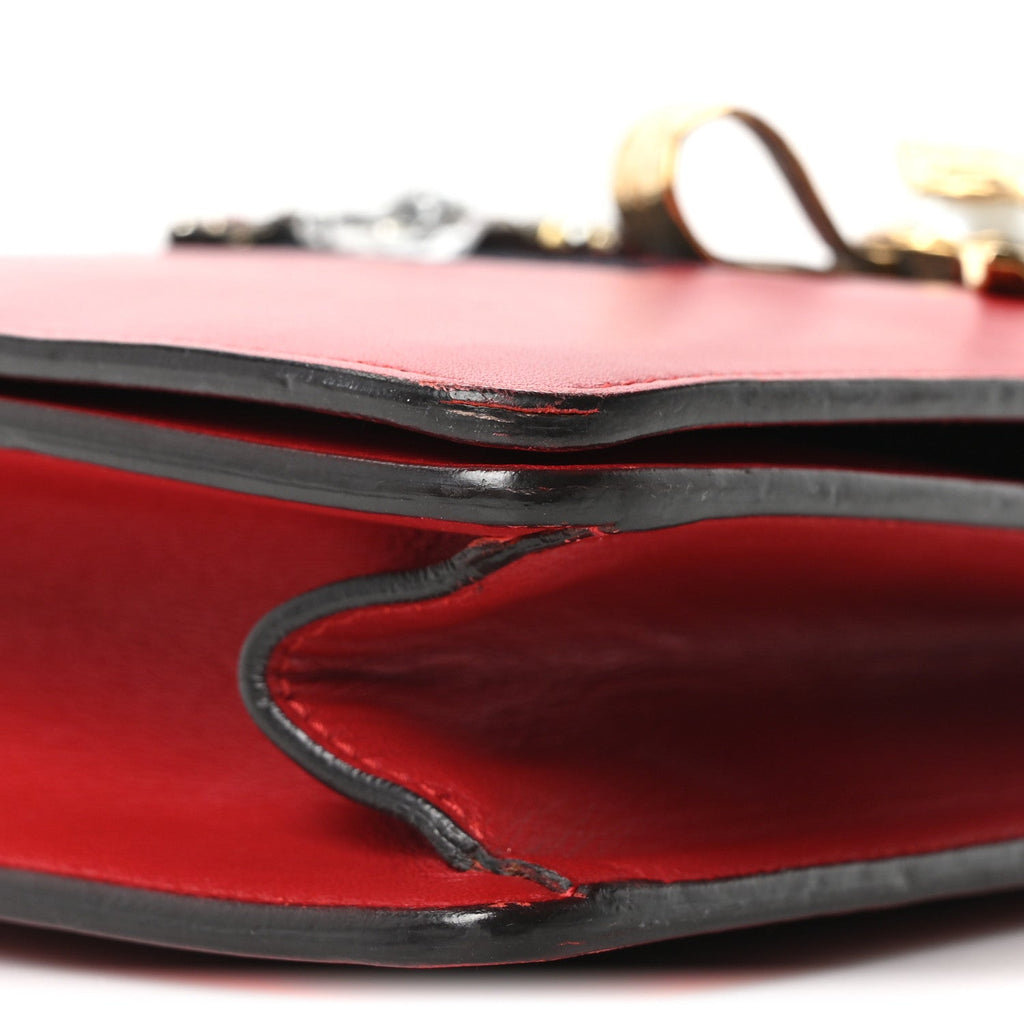 Calfskin Web Medium Peony Chain Shoulder Bag Red