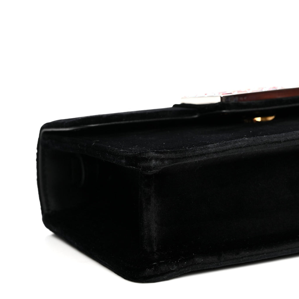 Velvet Crystal Square G Shoulder Bag Black