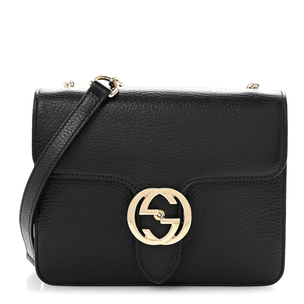 Dollar Calfskin Small Interlocking G Shoulder Bag Black